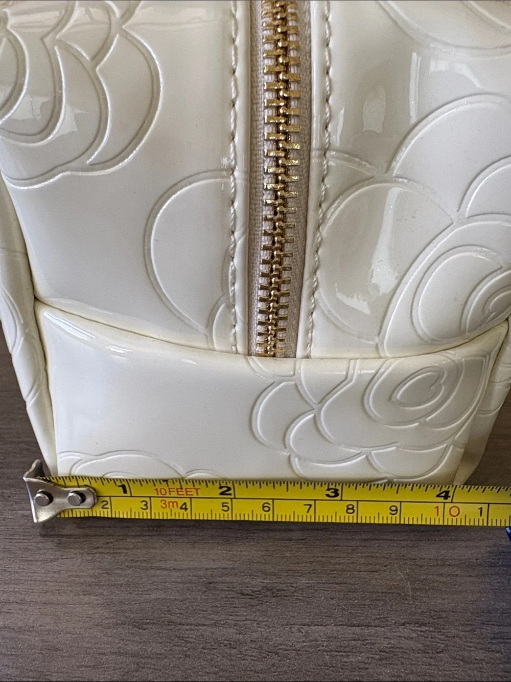 Imoshion NWT Vegan Off White Cosmetic Bag with Gold Toned Zipper